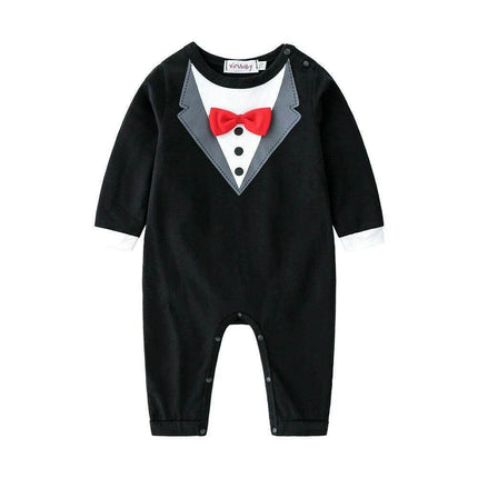 Baby Boy Long White-Black Romper - Mad Fly Essentials