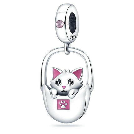 bamoer Women's Shop PAC073 Sterling Silver Mouse Cat Charms