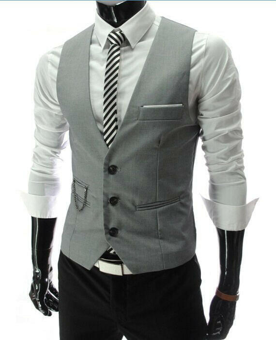 BC Men's Fashion gray / M Men Slim Fit Solid Business Waistcoat