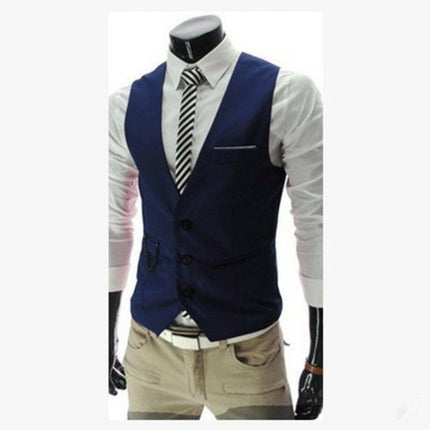BC Men's Fashion Navy / M Men Slim Fit Solid Business Waistcoat