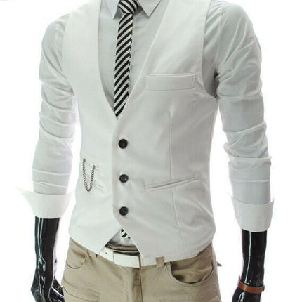 BC Men's Fashion white / M Men Slim Fit Solid Business Waistcoat