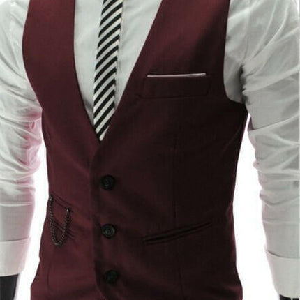BC Men's Fashion wine red / M Men Slim Fit Solid Business Waistcoat