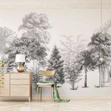 Custom Black White Tropical Rainforest 3D Mural Wallpaper - Home & Garden Mad Fly Essentials