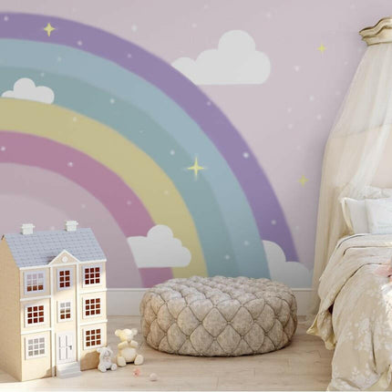 beibehang Kids Shop Custom Nordic Modern Minimalist-3D-Rainbow Wallpaper