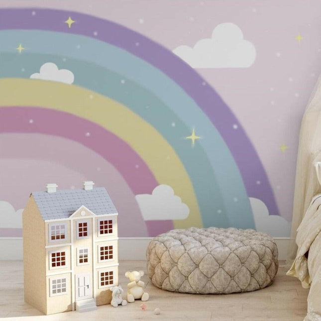 Custom Nordic Modern Minimalist-3D-Rainbow Wallpaper - Kids Shop Mad Fly Essentials
