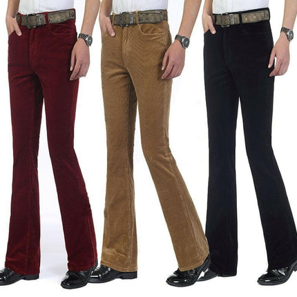 Men Vintage Corduroy Flared Bootcut Pants - Men's Fashion Mad Fly Essentials