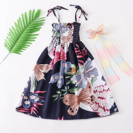 Girls Floral Sling Ruffled Bohemian Beach Princess Dress - Mad Fly Essentials