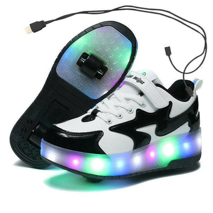 CAPSELLA KIDS Kids Shop Black / 29 Kids LED USB-Charging Roller Shoes Girls light up Luminous Sneakers