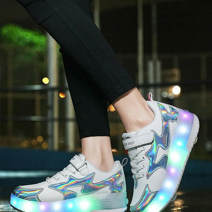 Girls LED USB-Charging Roller Luminous Sneakers - Kids Shop Mad Fly Essentials