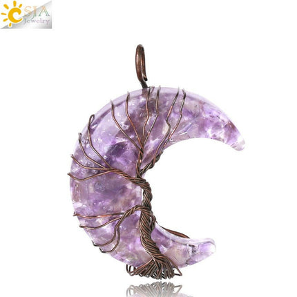 CSJA Jewelry Women's Shop Amethyst B Women Tree of Life Spiritual Healing Pendant