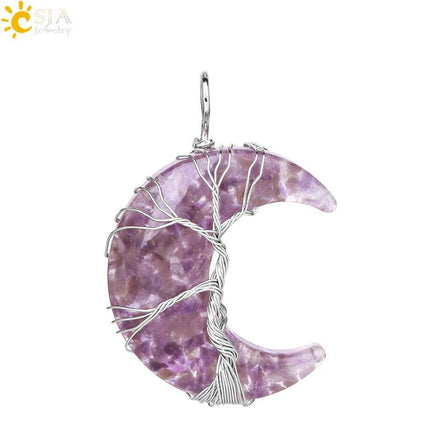 CSJA Jewelry Women's Shop Amethyst Pendant Women Tree of Life Spiritual Healing Pendant