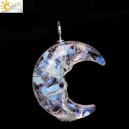 CSJA Jewelry Women's Shop Opal Pendant Women Tree of Life Spiritual Healing Pendant