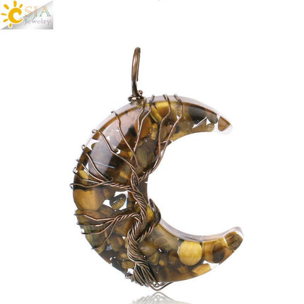 CSJA Jewelry Women's Shop Tiger eye B Women Tree of Life Spiritual Healing Pendant