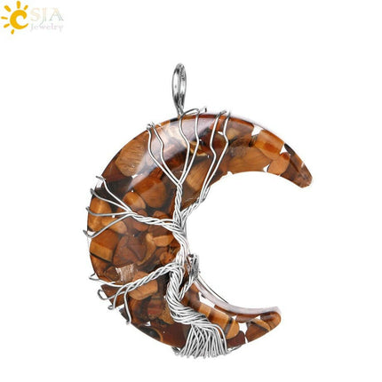 CSJA Jewelry Women's Shop Tiger Eye Pendant Women Tree of Life Spiritual Healing Pendant