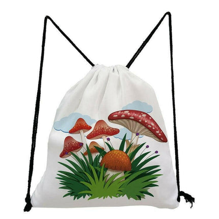 DeanFun Women's Shop sk0372 Mushroom Group Drawstring Backpack School Travel Bag