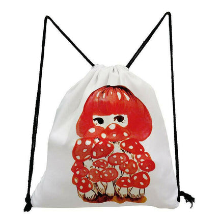 DeanFun Women's Shop sk0836 Mushroom Group Drawstring Backpack School Travel Bag