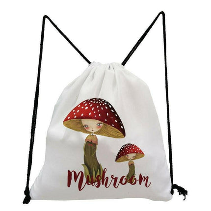 DeanFun Women's Shop sk0839 Mushroom Group Drawstring Backpack School Travel Bag
