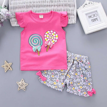 Baby Girls Sleeveless Floral Lollipops Outfit - Kids Shop Mad Fly Essentials