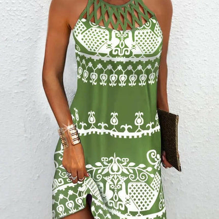 EAEOVNI Women's Shop B / S Women Summer Sleeveless Vintage Tribal Print Mini Dress
