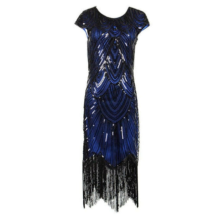 ExtraOdinary Women's Shop Black And blue / XS Women Vintage 1920s Gatsby Midi Dress