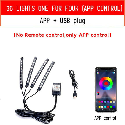 Fccemc Super Deals 36LED USB APP LED Car Ambient USB Atmosphere Backlight