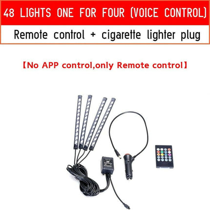 Fccemc Super Deals 48LED cigar remote LED Car Ambient USB Atmosphere Backlight