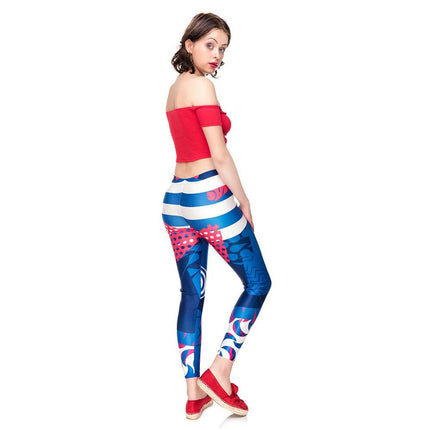 FCCEXIO Women's Shop Women Geometric Print 3D Fitness Leggings Women Color Geometric Print Fitness Polyester Ankle-Length Legging