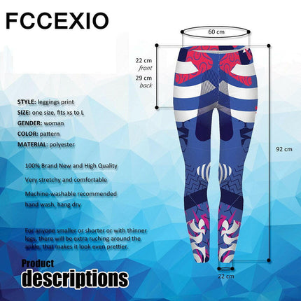FCCEXIO Women's Shop Women Geometric Print 3D Fitness Leggings Women Color Geometric Print Fitness Polyester Ankle-Length Legging