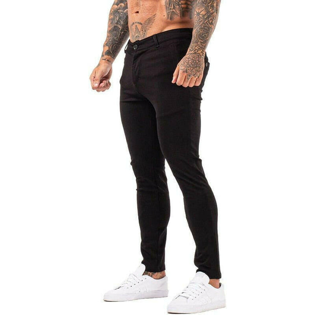 Men Chino Stretch Slim Fit Plaid Pants - Men's Fashion Mad Fly Essentials