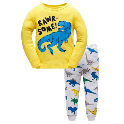 Hooyi Kids Shop Boy Luminous Airplane Dinosaur Pajama Set