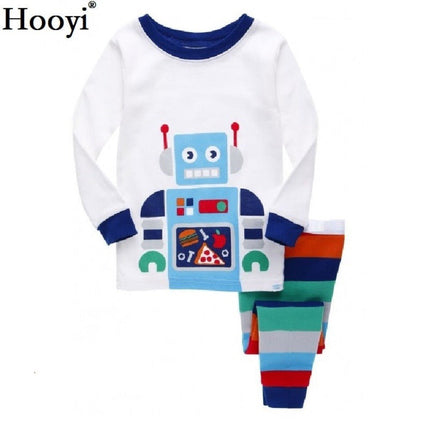 Boys Robot Funny Animal Striped Pajamas Sleepwear Set - Kids Shop Mad Fly Essentials