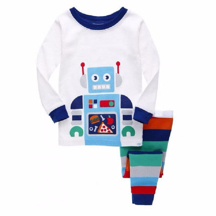 Boys Robot Funny Animal Striped Pajamas Sleepwear Set - Kids Shop Mad Fly Essentials