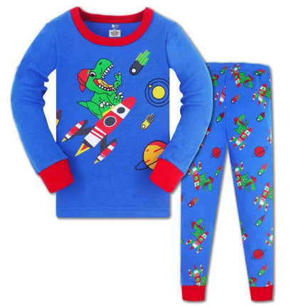 Hooyi Kids Shop TB610 blue / 5T Boy Luminous Airplane Dinosaur Pajama Set