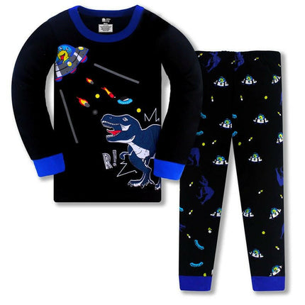 Hooyi Kids Shop TB624 navy / 5T Boy Luminous Airplane Dinosaur Pajama Set