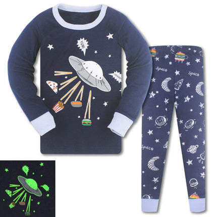 Hooyi Kids Shop TB725 space / 5T Boy Luminous Airplane Dinosaur Pajama Set