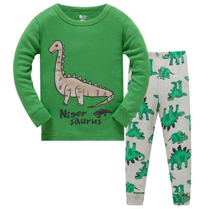 Hooyi Kids Shop TB733 green / 5T Boy Luminous Airplane Dinosaur Pajama Set
