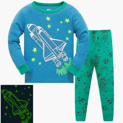 Hooyi Kids Shop TB752 ROCKET / 5T Boy Luminous Airplane Dinosaur Pajama Set
