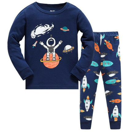 Hooyi Kids Shop TB754 NAVY / 5T Boy Luminous Airplane Dinosaur Pajama Set