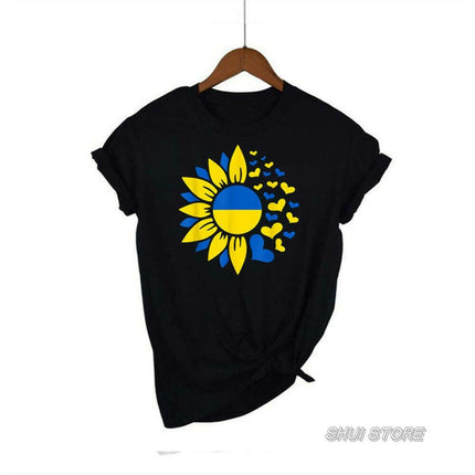 Ins Style Women's Shop Women Ukrainian Style Black T Shirt Graphic Short-Sleeve Shirts