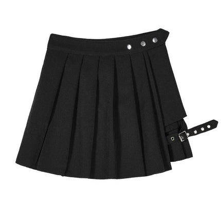 InsGoth Women's Shop Women Short Pleated Plaid Side Button Casual Mini Skirt
