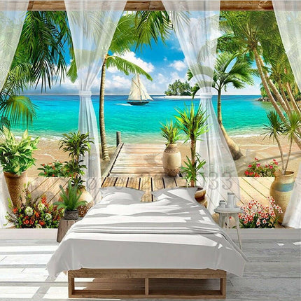 Custom 3D Tropical Paradise Background Wallpaper - Home & Garden Mad Fly Essentials