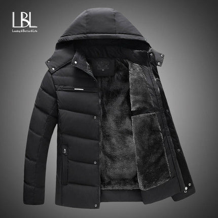 LBL LEADING THE BETTER LIFE Men's Fashion Men Fur Fleece Winter Windproof Hooded Parka