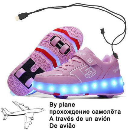 Girls USB-Charging Pink LED Skater Sneakers - Kids Shop Mad Fly Essentials