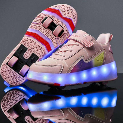 Girls USB-Charging Pink LED Skater Sneakers - Mad Fly Essentials
