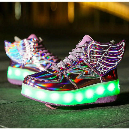 LEDIT Kids Shop Kids Luminous Black Blue Roller Skate Shoes LED Boys USB Charging Sneakers