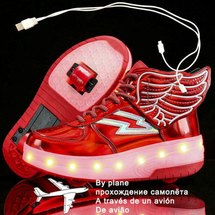 LEDIT Kids Shop Red / 29 Kids Luminous Black Blue Roller Skate Shoes LED Boys USB Charging Sneakers