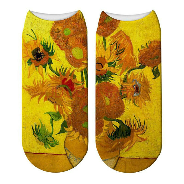 LODIELINKTR Women's Shop Style1 / One Size / China Women Van Gogh Retro Starry Night Low Ankle Socks