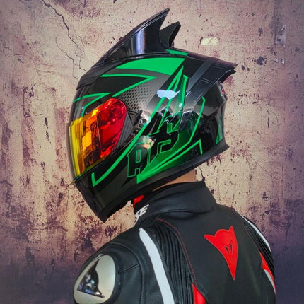 LVS Super Deals 2 / M Motorcycle Full Face Red Blue 3D Skull Helmets