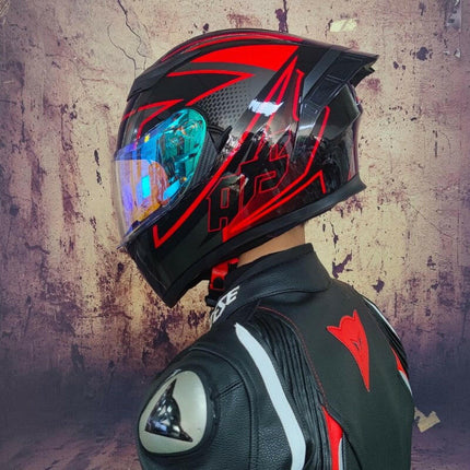 LVS Super Deals 5 / M Motorcycle Full Face Red Blue 3D Skull Helmets
