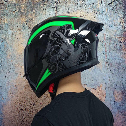 LVS Super Deals 6 / M Motorcycle Full Face Red Blue 3D Skull Helmets